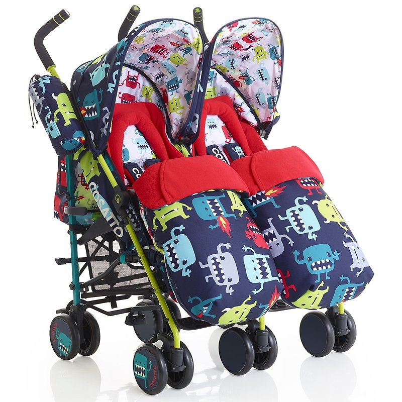 Cosatto Supa Dupa Double Stroller-Cuddle Monster 2 - Strollers - Other Materials Blue