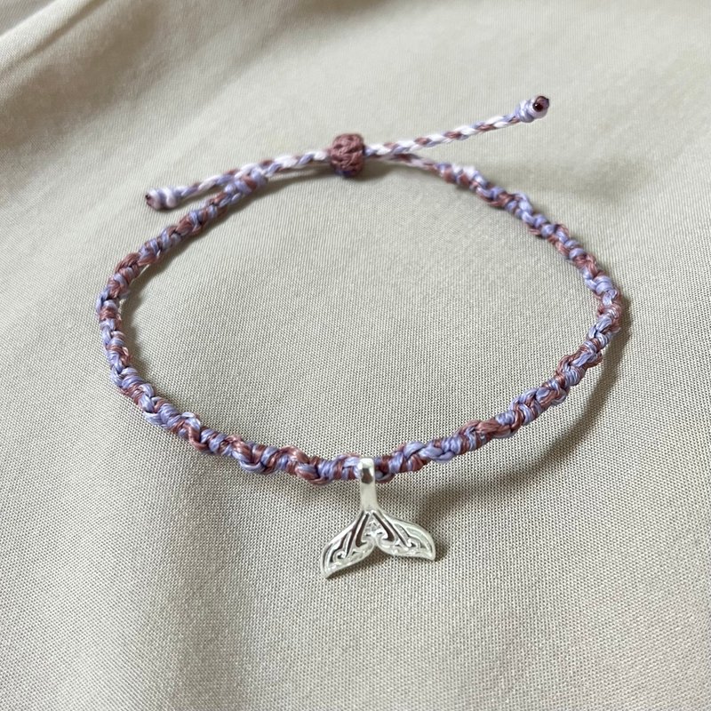 Mermaid Tail Woven Bracelet / 925 Sterling Silver / Purple-Lotus Root Color - สร้อยข้อมือ - เงิน สีม่วง
