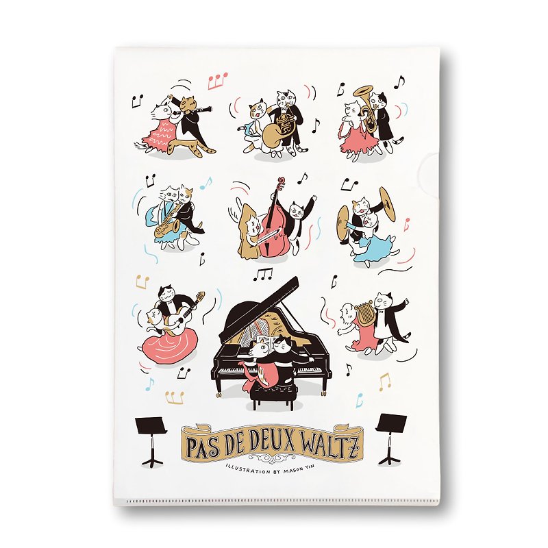 【Double Cat Waltz】Folder | Classical Music | Music Gift | Music - แฟ้ม - พลาสติก ขาว