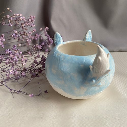 陶芸　手作り陶器　花入　自然薯図柄 陶芸 手作り陶器 花入 自然薯図柄 美術品・アンティーク