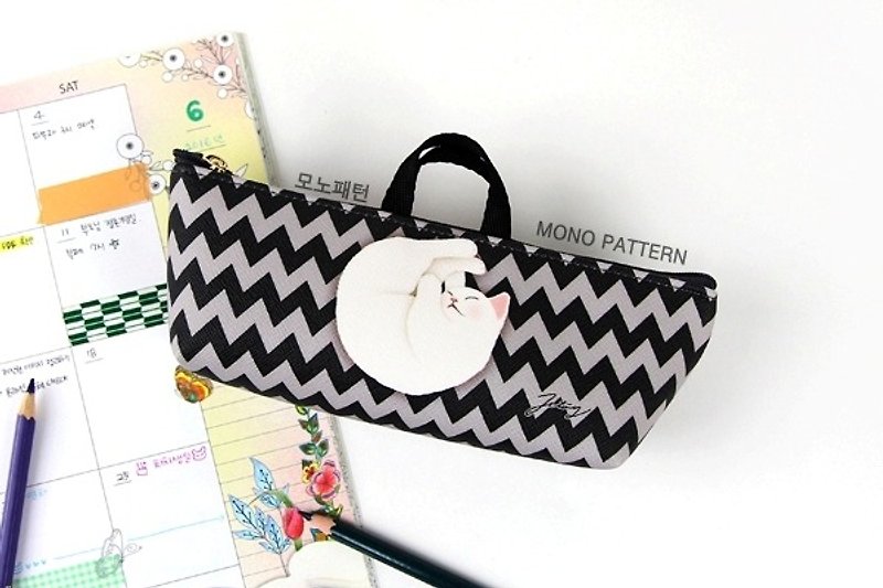 Jetoy, sweet cat bag type Pencil _Mono Pattern ~ J1609502 - Pencil Cases - Other Materials Gray