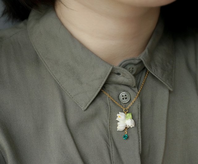 誕生花x誕生石5月鈴蘭x祖母綠項鍊 設計館muchakucha Hk 項鍊 Pinkoi
