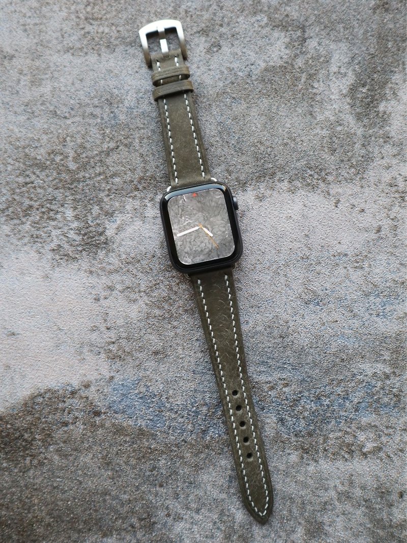 Hand-customized Italian retro special effects frosted vegetable tanned multi-color apple leather strap customized for men and women iwatch - สายนาฬิกา - หนังแท้ 