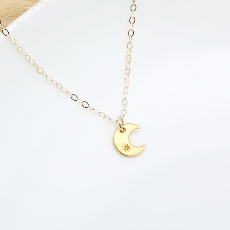 【Angel & Me】Moonlight Moon Stars s925 sterling silver 24k gold plated necklace - สร้อยคอ - เงินแท้ สีทอง