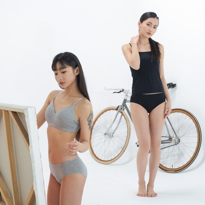 Bra Top涼感細肩無鋼圈內衣-灰色 - 女內衣褲 - 其他人造纖維 灰色
