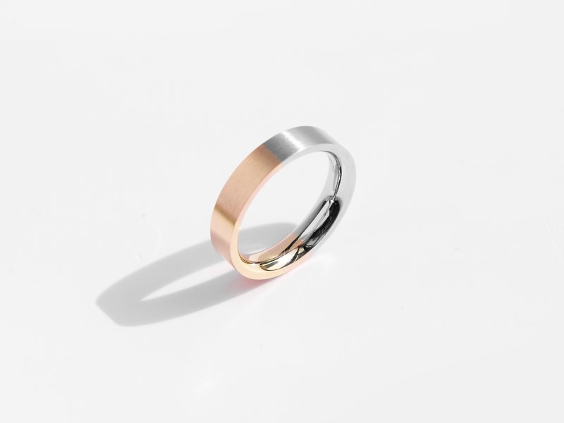 Brushed Two-Tone Ring | Rose Gold | Engravable - แหวนทั่วไป - สแตนเลส สีทอง