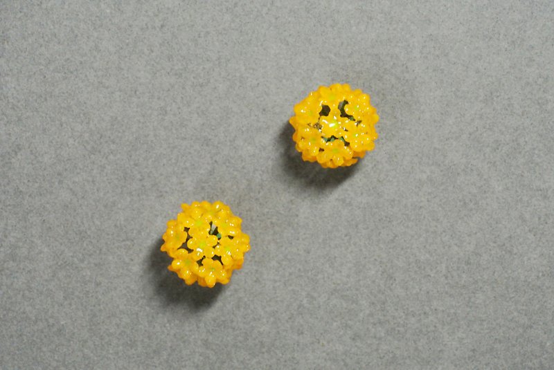 小花球(黃色)  耳環 - 耳環/耳夾 - 紙 黃色
