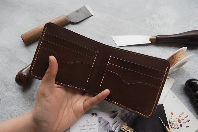 純粋な手作り牛革ブラウン財布ショートクリップカスタマイズされた彫刻ギフトカラースタイルをカスタマイズすることができます - 財布 - 革 ブラウン