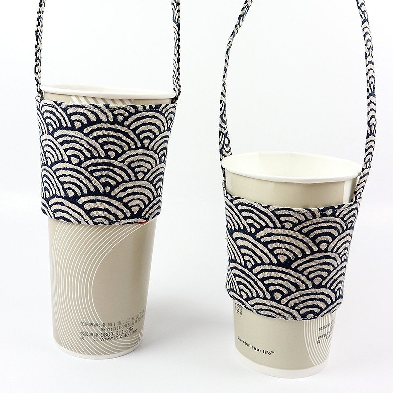 Drink cup sets of green cup sets of bags - Qinghai wave - Beverage Holders & Bags - Cotton & Hemp Blue