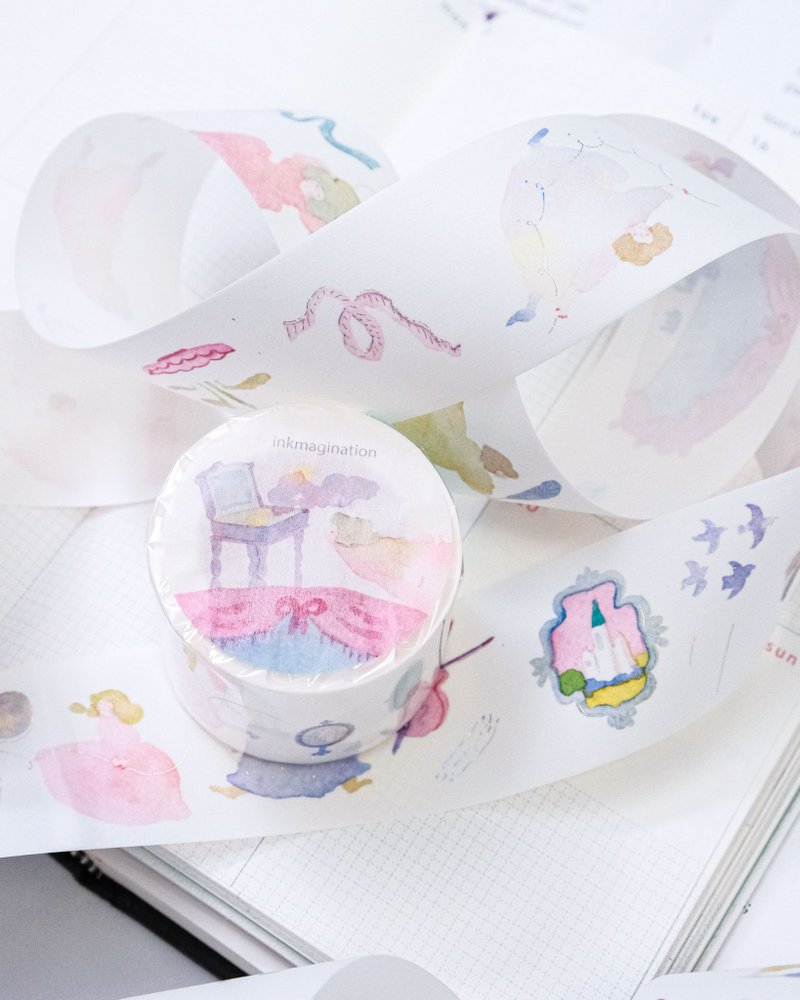 墨墨想像 - Foil 和紙膠帶 帶離型紙 | 水彩女孩 3.5cm x 5M - 紙膠帶/和紙/PET - 紙 藍色