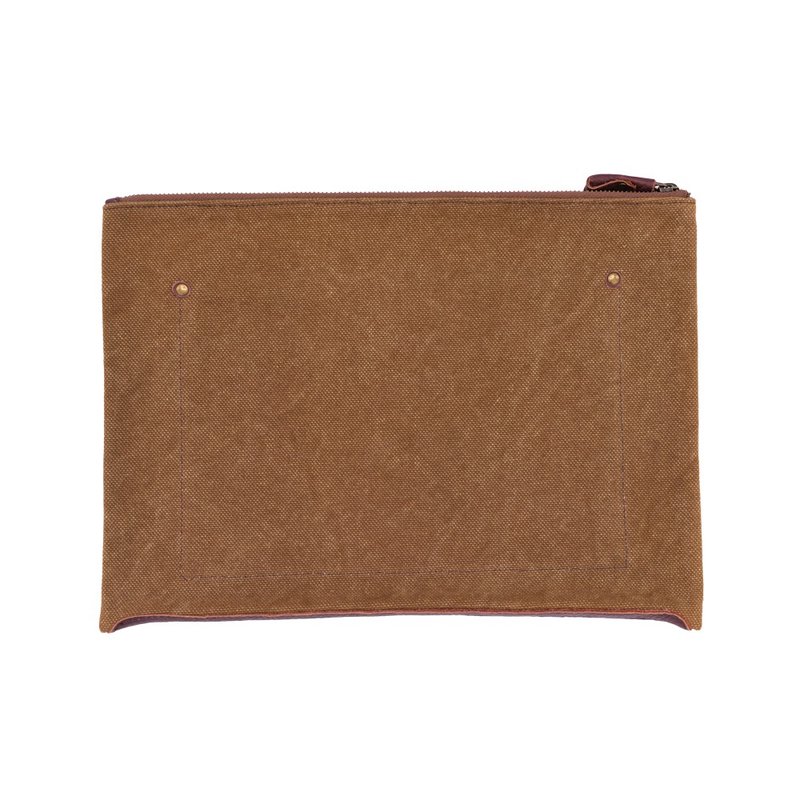 Leather base canvas case Large Brown - 其他 - 其他材質 咖啡色