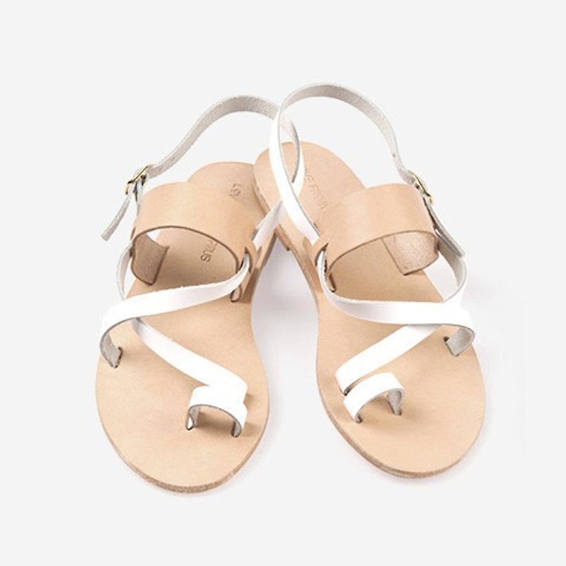 Clearing} {LovefromCyprus showpiece white cross nude color sandals EU38 (there are real diagram) - รองเท้าลำลองผู้หญิง - กระดาษ 