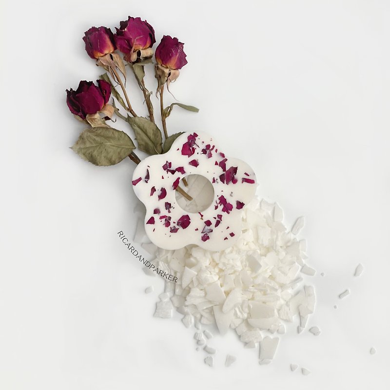 【溫柔時光】天然玫瑰精油大豆蠟香氛磚 - 香氛/精油/擴香 - 植物．花 白色