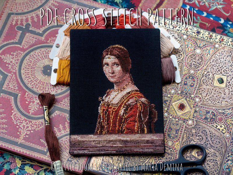 La Belle Ferronniere - Leonardo da Vinci - PDF cross stitch pattern 十字绣 - 手工藝教學/工具書 - 其他材質 