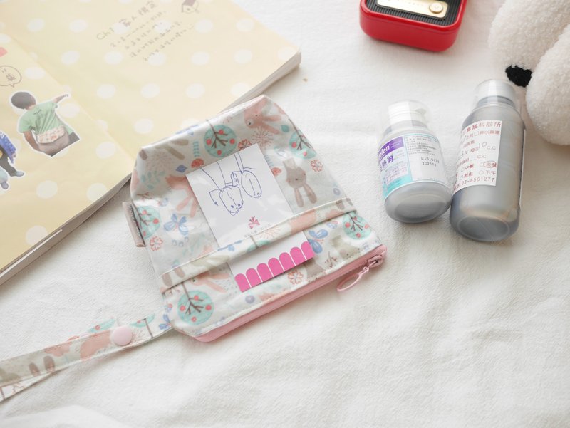 兒童託藥袋 萬用袋 小物袋 兔兔款 - 化妝包/收納袋 - 防水材質 粉紅色