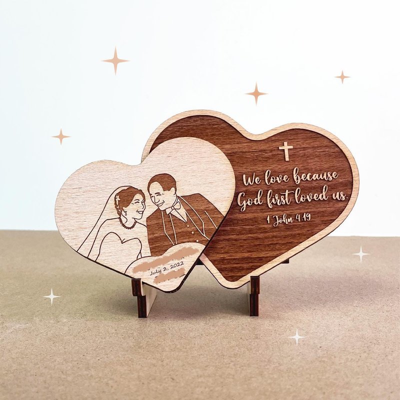 客製化禮物 心形木製擺設  結婚 入伙禮物 - 擺飾/家飾品 - 木頭 