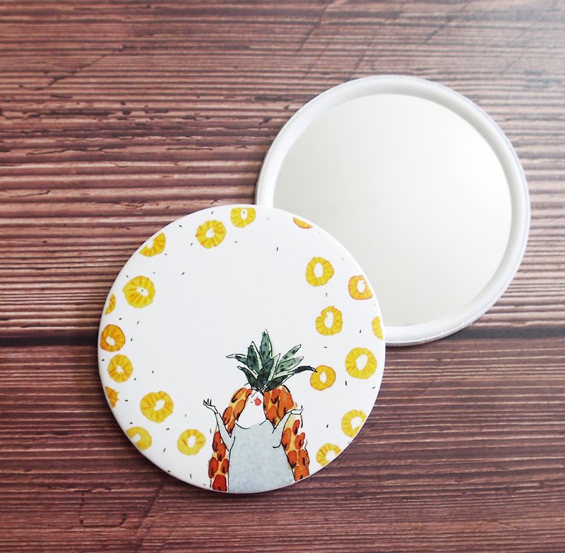 Mstandforc x dodolulu Customized Small Round Mirror | Fruit Series | Pineapple - Makeup Brushes - Other Metals Multicolor