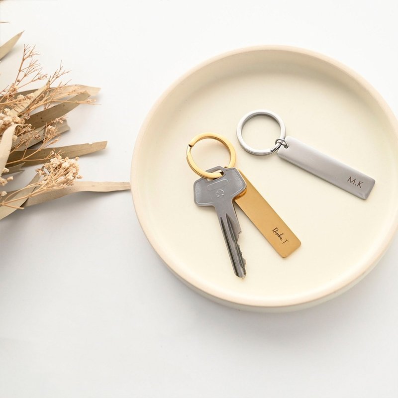 [ Plate Keychain Name Engraving ] Keyring Place Card Gift Engraved Text Personalization Free HU01U - Keychains - Stainless Steel Gold