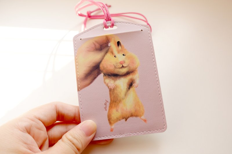 Xiaotong's Paintings-Hamster Caught-Hand-painted Card Set - ที่ใส่บัตรคล้องคอ - หนังเทียม สึชมพู