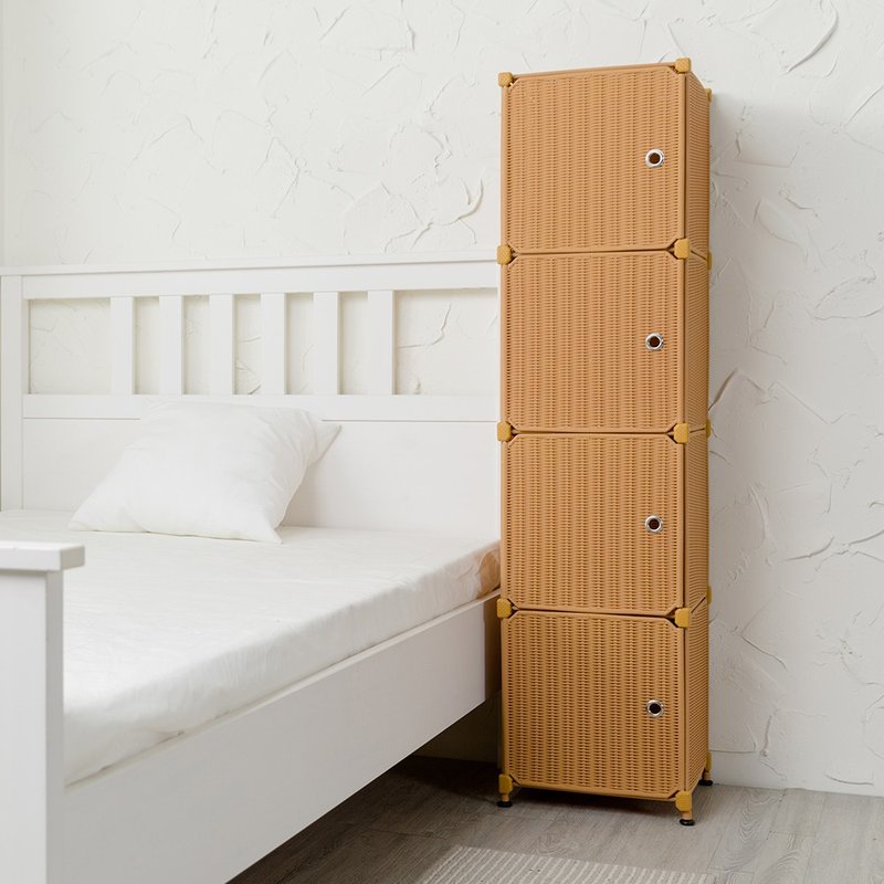 Rattan cube combination 4-compartment storage cabinet (4 door panels + adjustable foot pads)-DIY-multiple colors available - กล่องเก็บของ - วัสดุอีโค หลากหลายสี