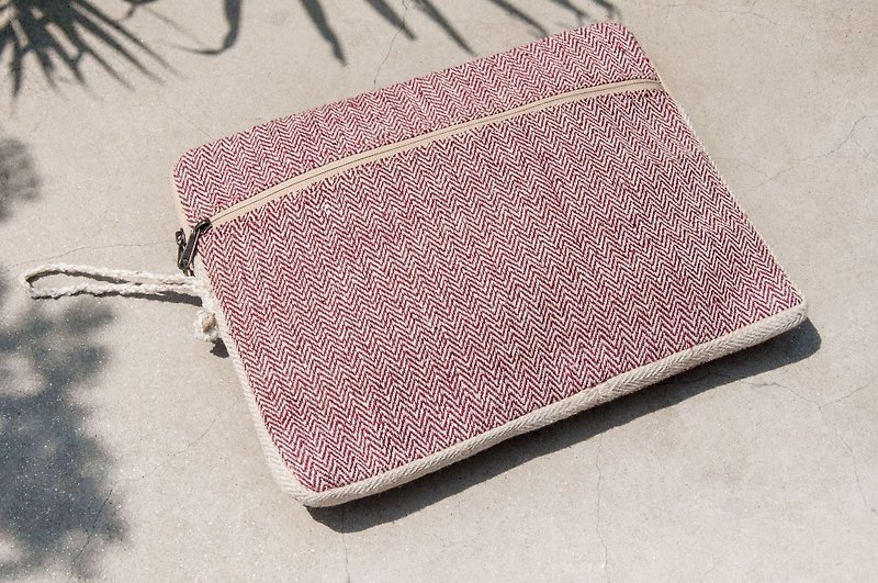 Hand-woven laptop bag/macbook laptop bag/tablet bag/14 inch 15 inch laptop bag-red - Laptop Bags - Cotton & Hemp Red