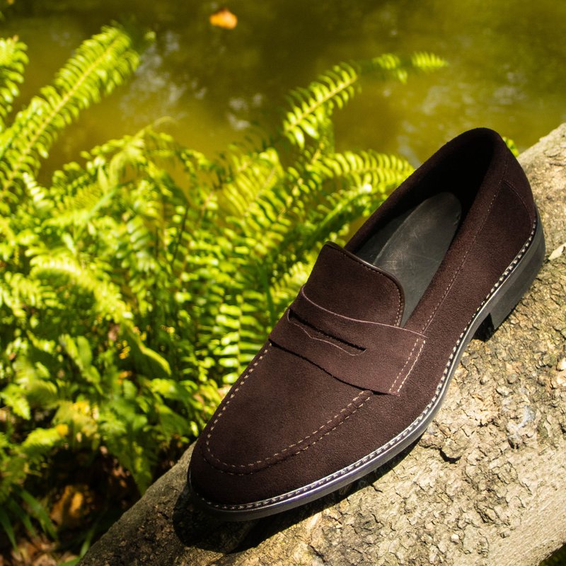 REGENT Simple and Elegant Penny Loafer Shoes-Deep Coffee / Penny Loafer-Coffee - รองเท้าหนังผู้ชาย - หนังแท้ สีนำ้ตาล