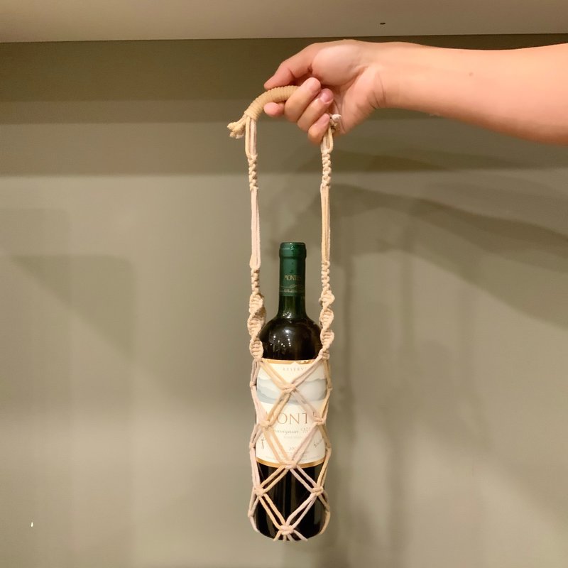 Simple and elegant kettle woven bag—apricot coffee + rice tea - Beverage Holders & Bags - Cotton & Hemp 