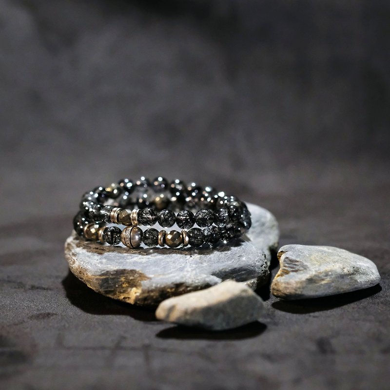 Hanhan Jewelry Dark, Power Bracelet Special Selection Black Crystal Pyrite 925 Silver Limited Edition - สร้อยข้อมือ - เครื่องเพชรพลอย สีดำ