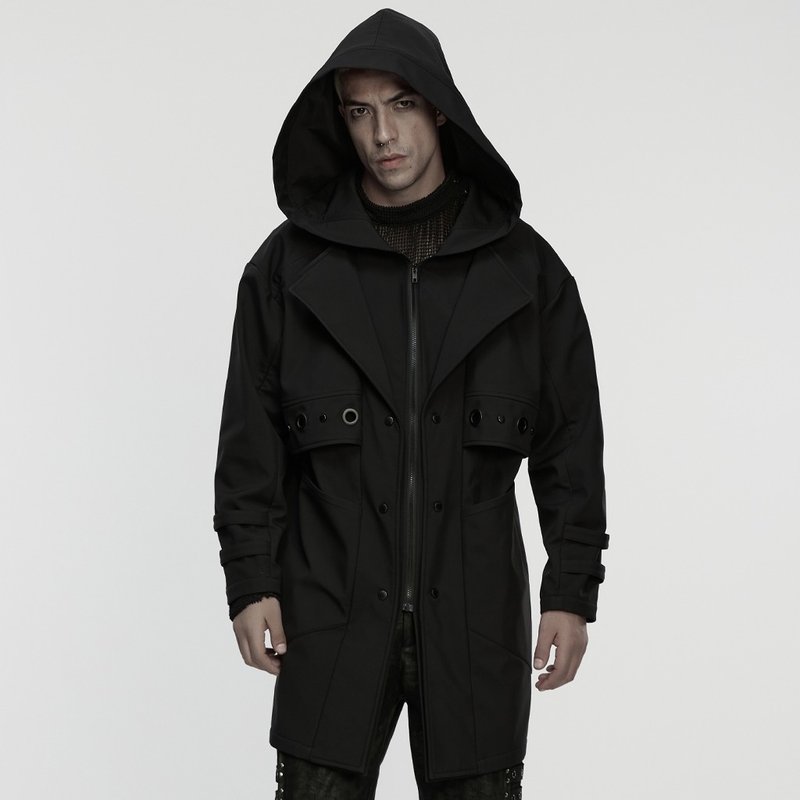 靈魂嚮導巫師連帽防水機能外套 - 男夾克/外套 - 其他材質 黑色