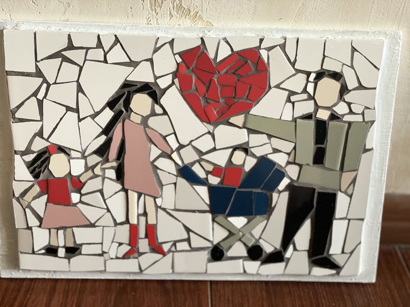 Mosaic ceramic picture FAMILY for decor and design - Pottery & Ceramics - Wood Multicolor