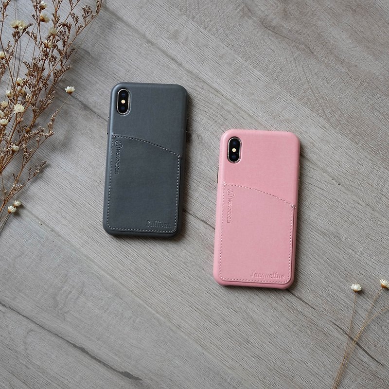 〖Add-on〗iPhone X Customise service－POSH | Faux Leather Hard Case with Pocket (not including case costs) - อื่นๆ - หนังแท้ 