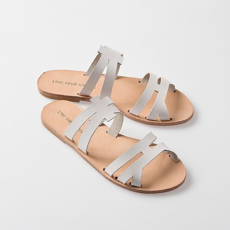 LoveFromCyprus double cross leather strap sandals - รองเท้าลำลองผู้หญิง - หนังแท้ 