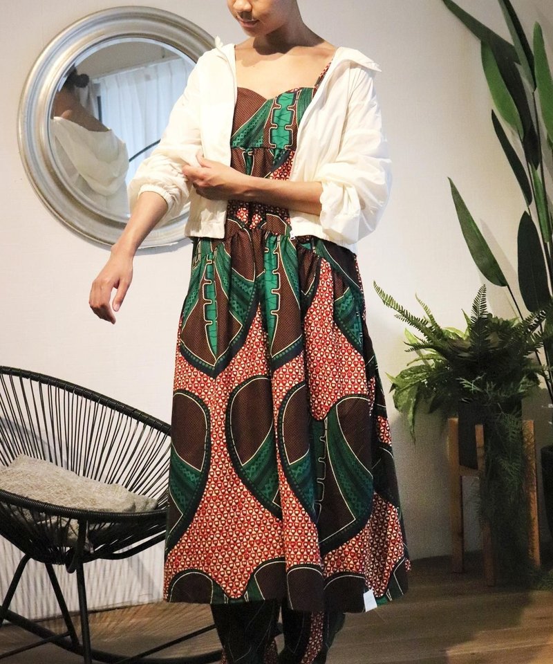 Africa tiered cami  dress 149/ALALA - 洋裝/連身裙 - 聚酯纖維 紅色
