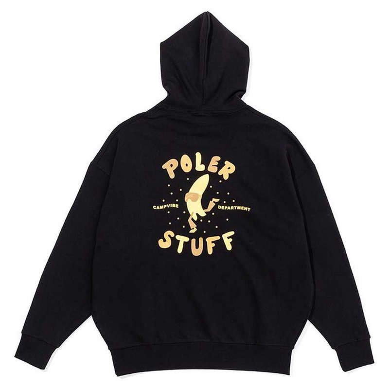 日本限定 POLER BOOGIE BOARD HOOD 寬鬆版連帽上衣 休閒上衣 黑 - 帽T/大學T - 其他材質 黑色
