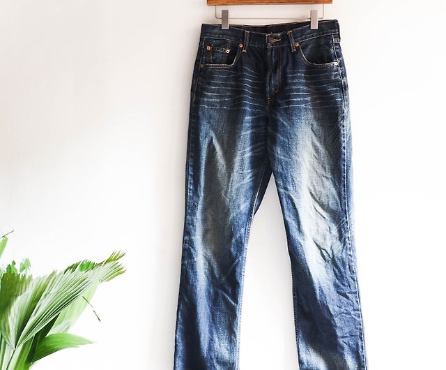 levis 524 W31 deep sea black blue three-dimensional brushed cotton denim trousers vintage denim - Shop Men's Pants -