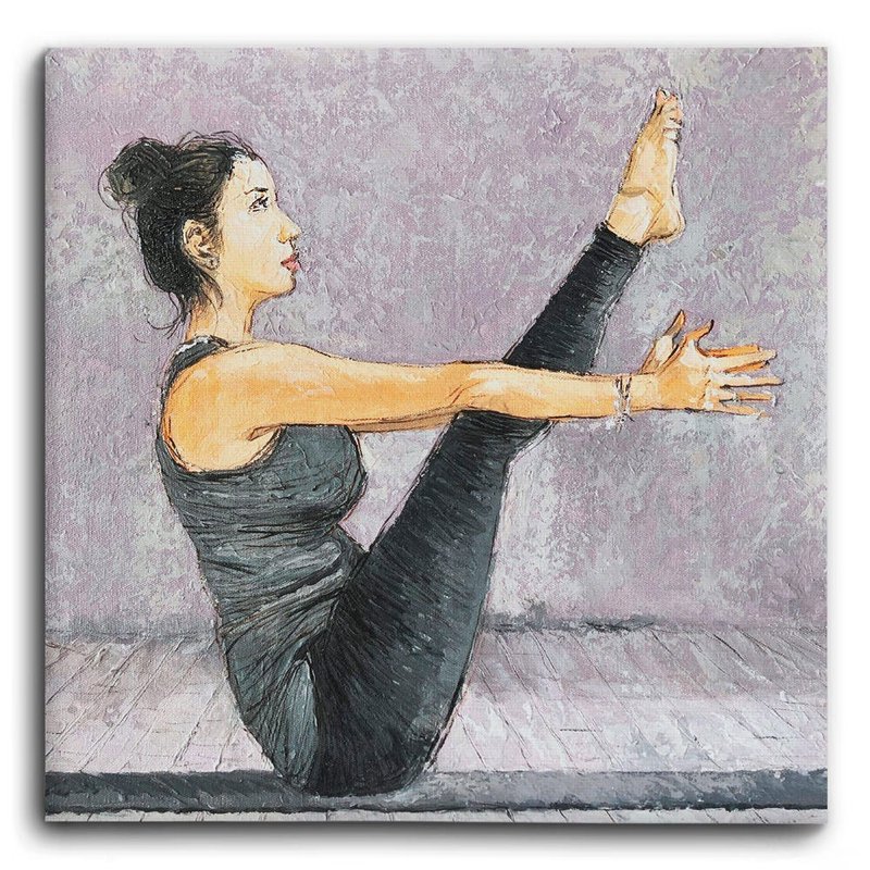 Yoga Painting on Canvas, Original Yoga Wall Art, Yoga Studio Decor