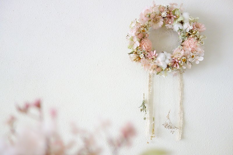 Dream catcher - elegant pink gold / Valentine's Day / birthday / graduation / Christmas exclusive flower ceremony - Dried Flowers & Bouquets - Plants & Flowers Pink