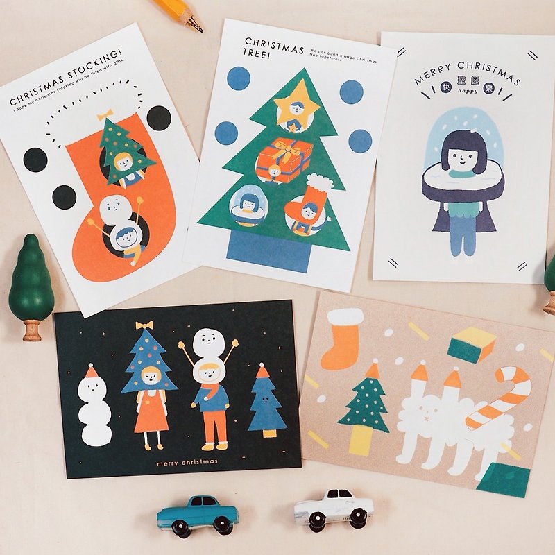 Christmas Postcards - 5 Styles - การ์ด/โปสการ์ด - กระดาษ หลากหลายสี