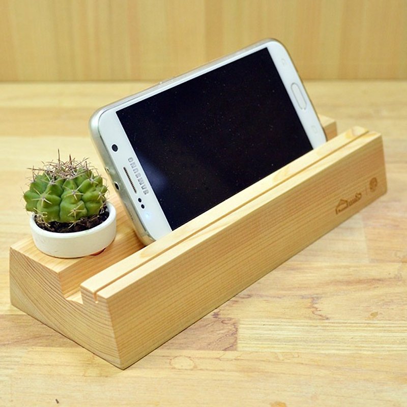 小綠意平板架、筆槽(不含小盆栽) - 手機/平板支架 - 木頭 橘色
