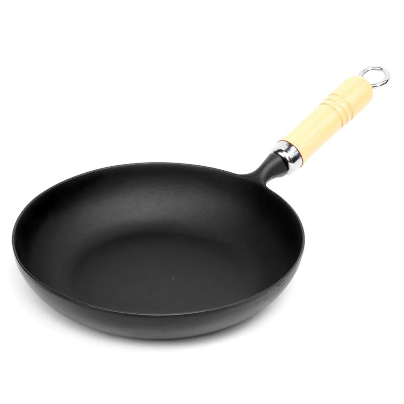 岩鑄 南部鐵器 歐姆蛋平底鍋 24cm 附木柄 IH對應 日本製 - 鍋子/烤盤 - 其他金屬 黑色