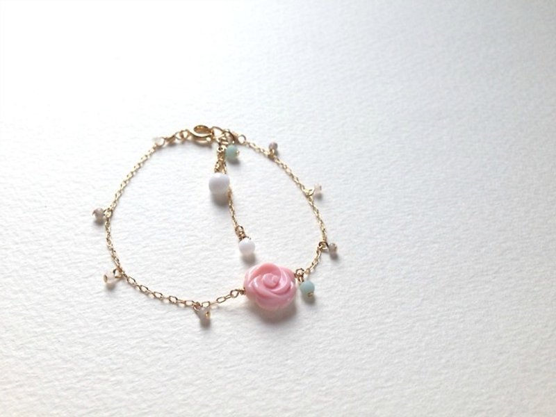 復古玫瑰手鍊 nostalgic（bracelet） - 手鍊/手鐲 - 寶石 粉紅色