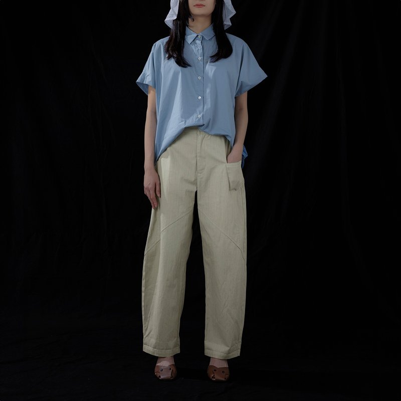 水洗牛仔錐形褲 - 女長褲 - 棉．麻 卡其色