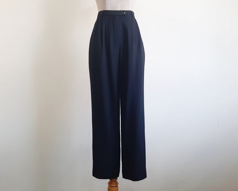 25.5 Waist Vintage TALBOTS Black Tapered Pants Womens High Waisted Wool Trousers - 男長褲/休閒褲 - 其他材質 黑色