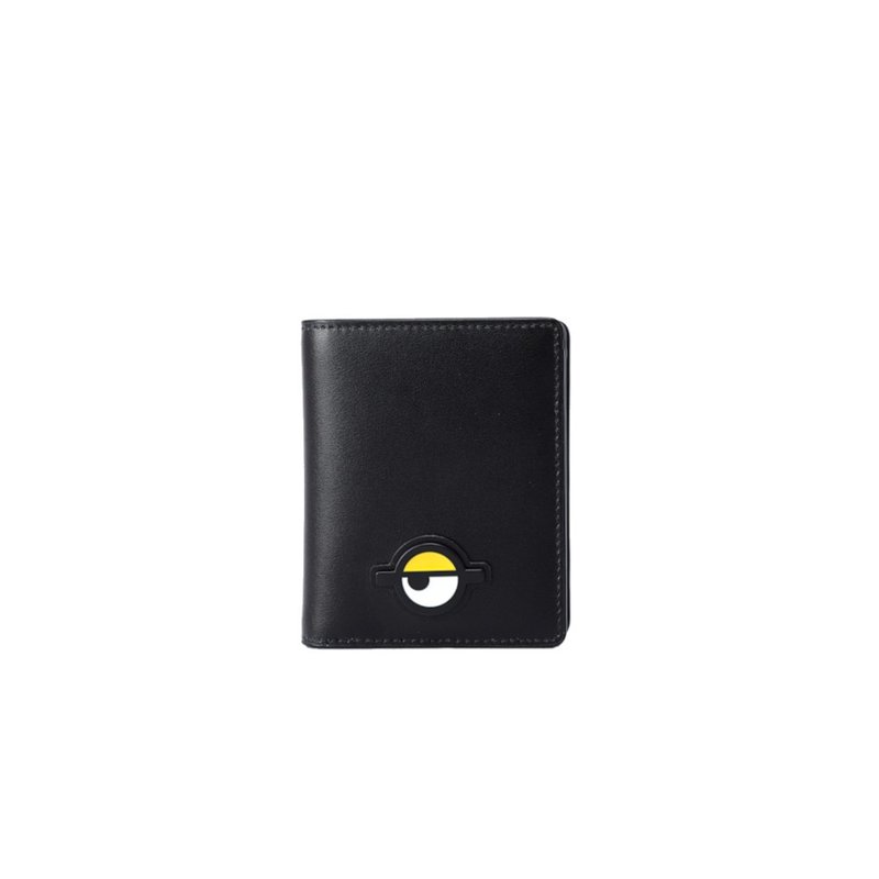 【Free Gift Event】Minions Leather Short Wallet - Wallets - Genuine Leather Black