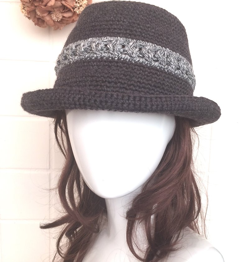 Beautiful memory hand made woven wool gentleman hat / wool hat / cap - Hats & Caps - Other Materials Gray