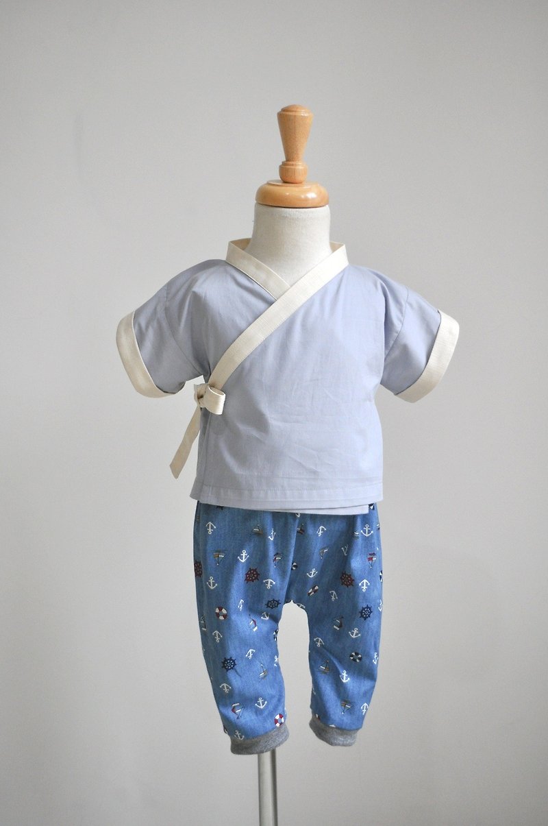 男生 日式和風上衣 - 其他 - 棉．麻 藍色