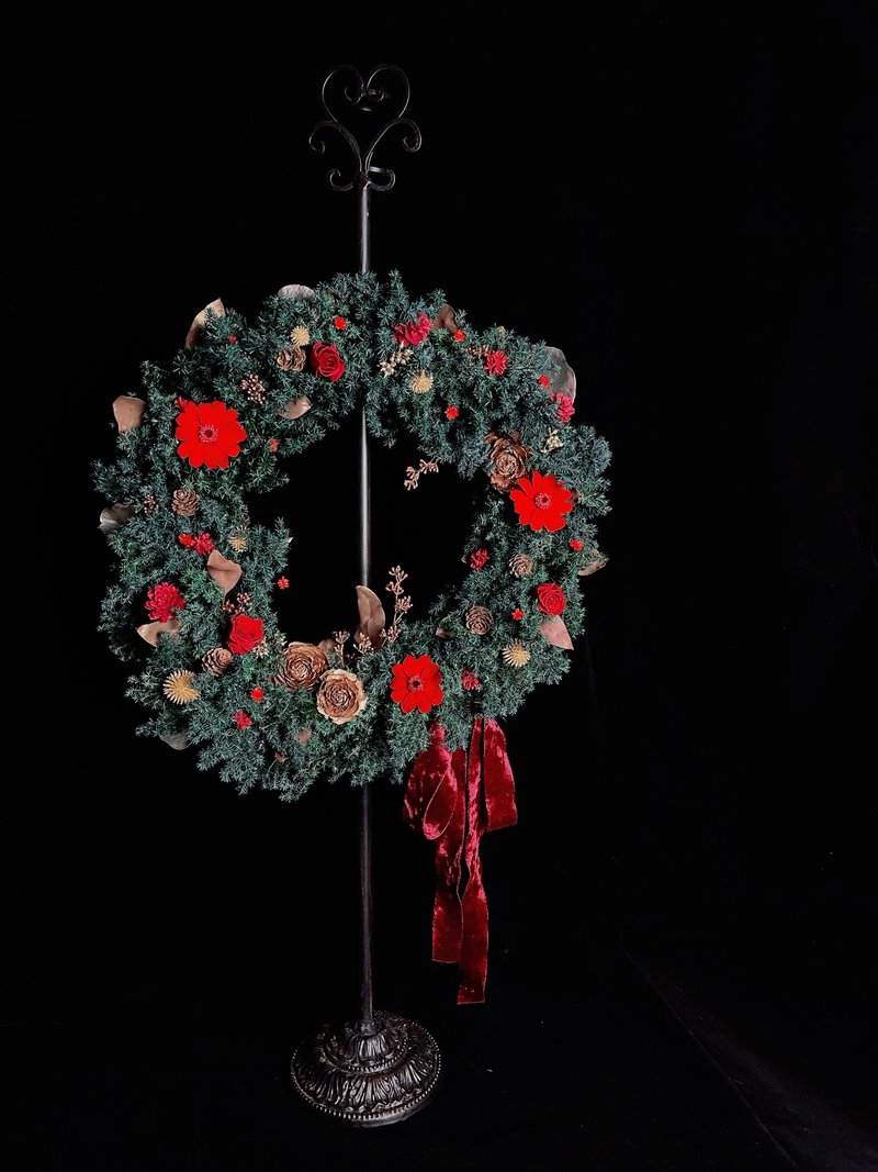 The ultimate luxury 38cm Christmas wreath - ช่อดอกไม้แห้ง - พืช/ดอกไม้ สีแดง