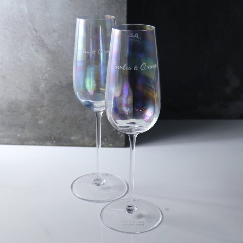 (一對價)250cc【結婚禮物】Rainbow英國LSA Pearl彩虹香檳對杯 - 酒杯/酒器 - 玻璃 多色