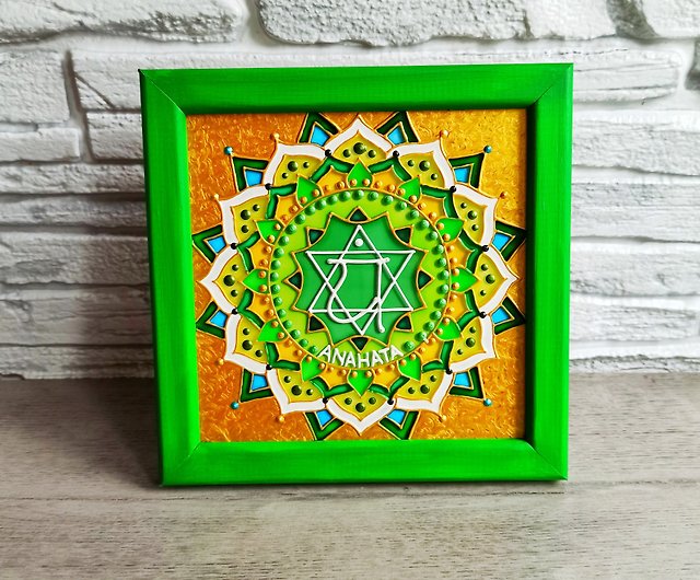 Mandala is the symbol of anahata chakra in the center. Green. Vector
