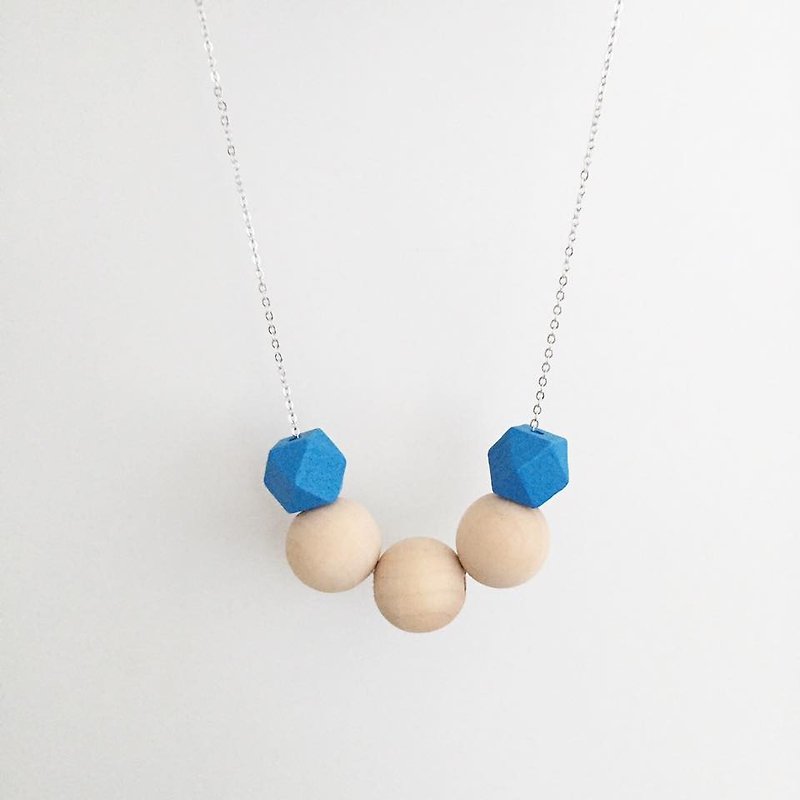 Series Geometric Blue Round Beads Bobo Spherical Glass Wooden Beads Original - Chokers - Wood Blue